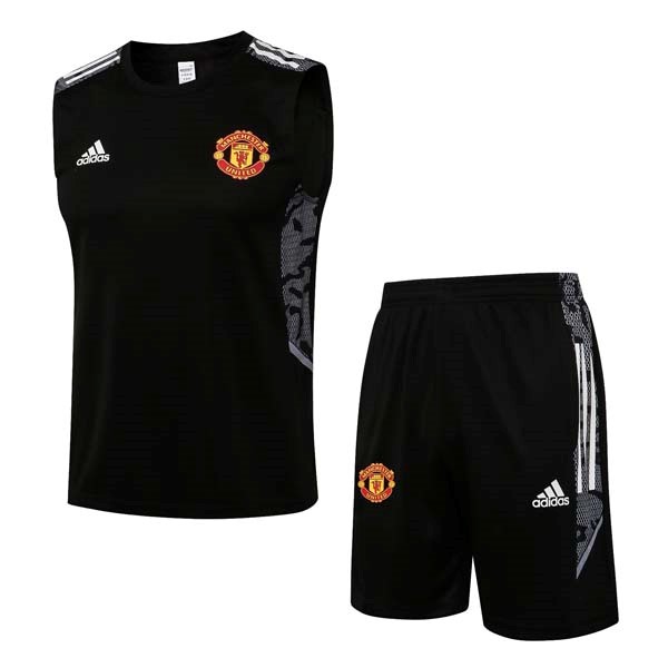 Camiseta Manchester United Sin Mangas Conjunto Completo 2022 Negro